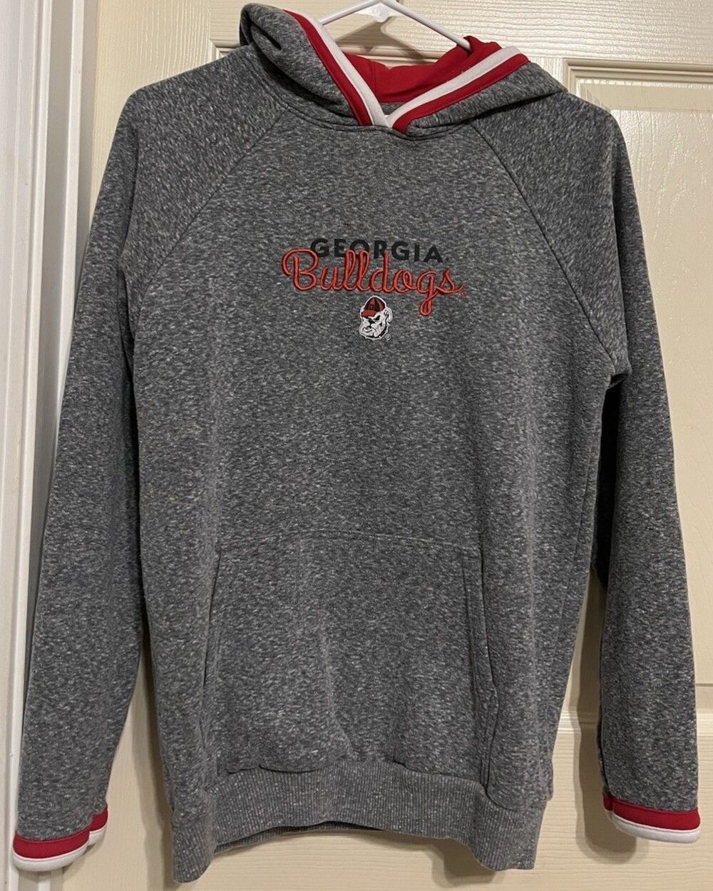 Champion Authentic Athleticwear UGA Georgia Bulldogs Hoodie Gray Red Small NCAA